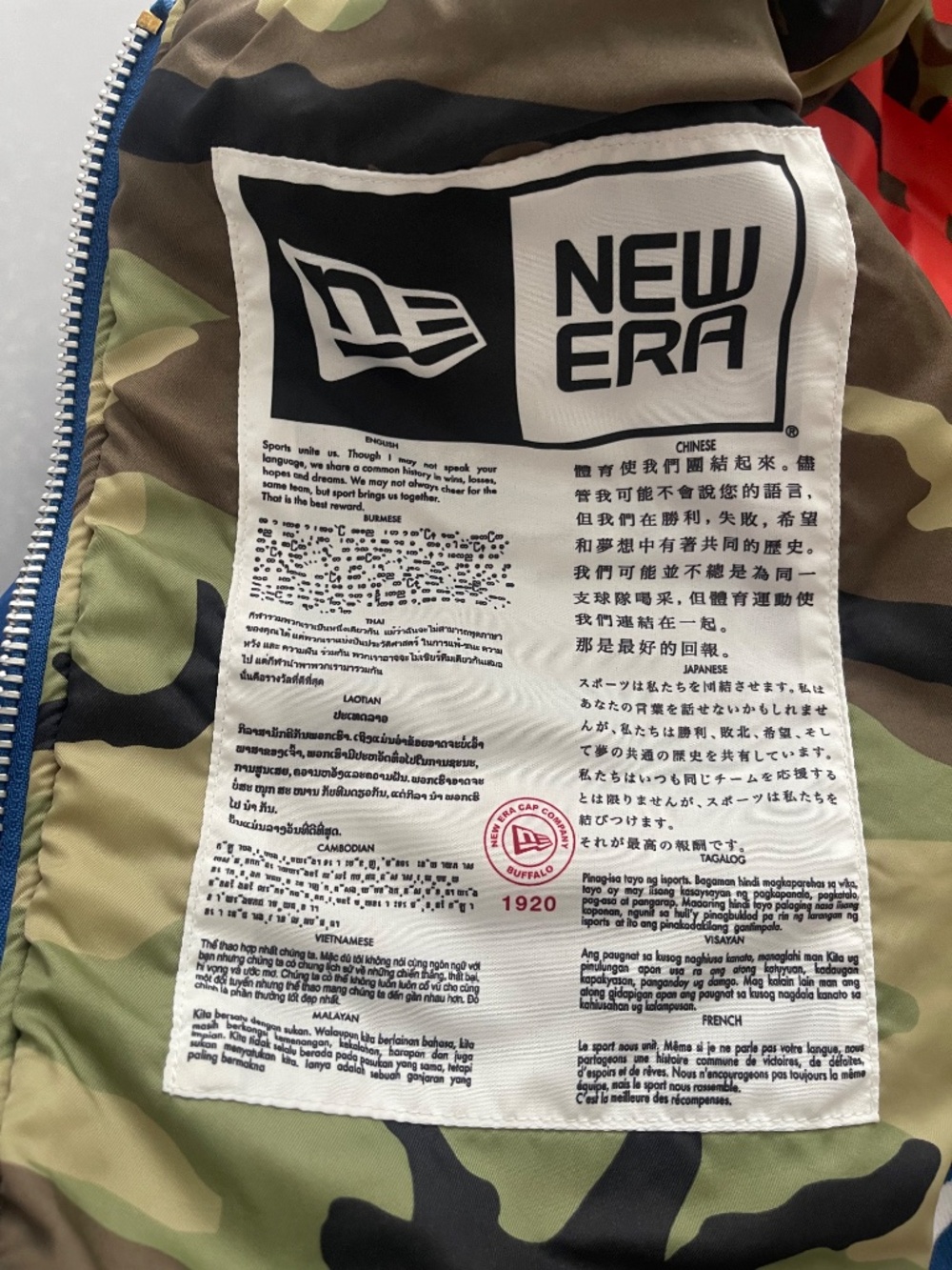 New Era New York Mets MA-1 Bomber Jacket Blue Reversible Camo MLB Full Zip - Picture 7 of 16